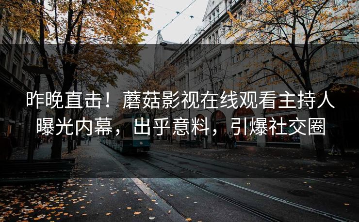 昨晚直击！蘑菇影视在线观看主持人曝光内幕，出乎意料，引爆社交圈