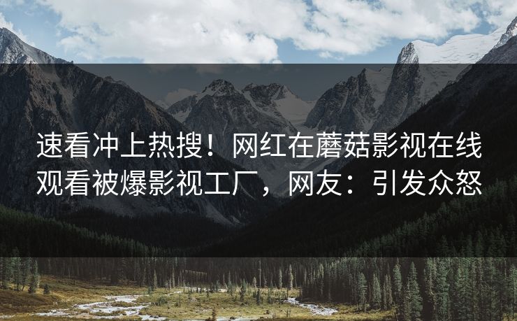 速看冲上热搜！网红在蘑菇影视在线观看被爆影视工厂，网友：引发众怒
