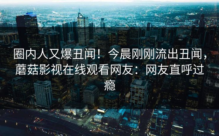 圈内人又爆丑闻！今晨刚刚流出丑闻，蘑菇影视在线观看网友：网友直呼过瘾