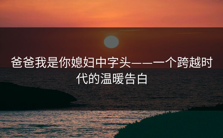 爸爸我是你媳妇中字头——一个跨越时代的温暖告白 爸爸我是你媳妇中字头——一个跨越时代的温暖告白