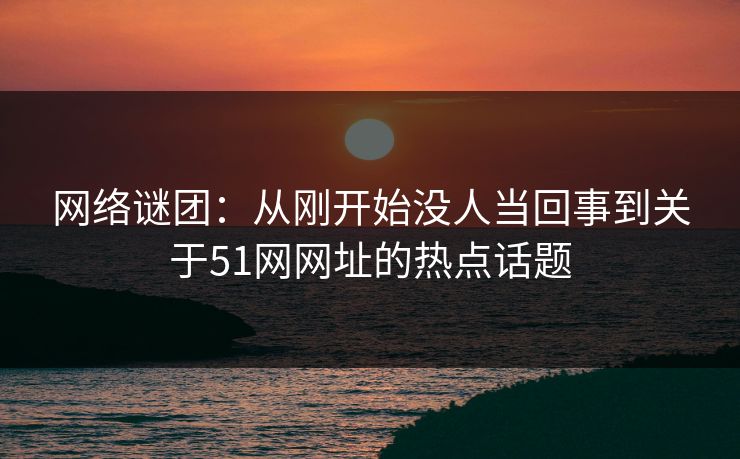 网络谜团：从刚开始没人当回事到关于51网网址的热点话题